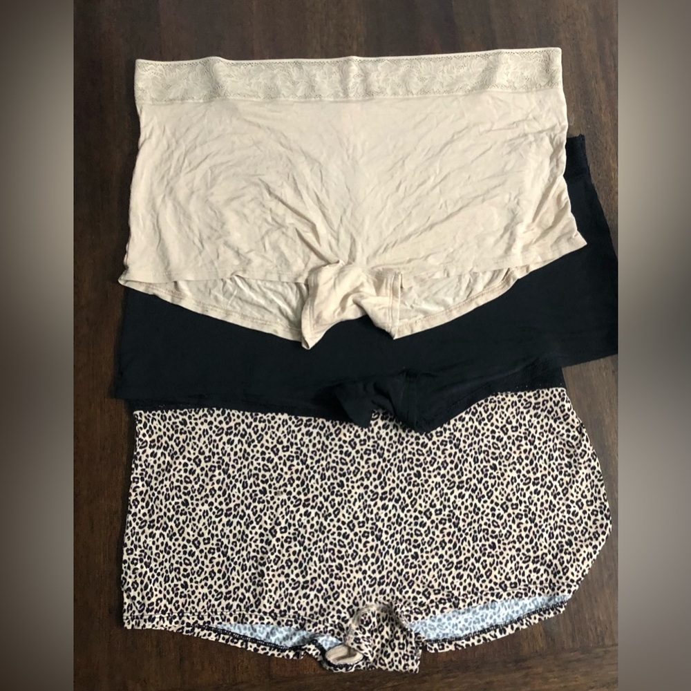 Women's Leopard Print, Black, and Beige boyShorts 3pcs  Set.XXXL(22)